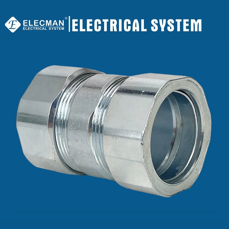 Zinc-Plated Straight IMC Connector Flexible Steel Compression Male Thread Electrical Rigid Coupling