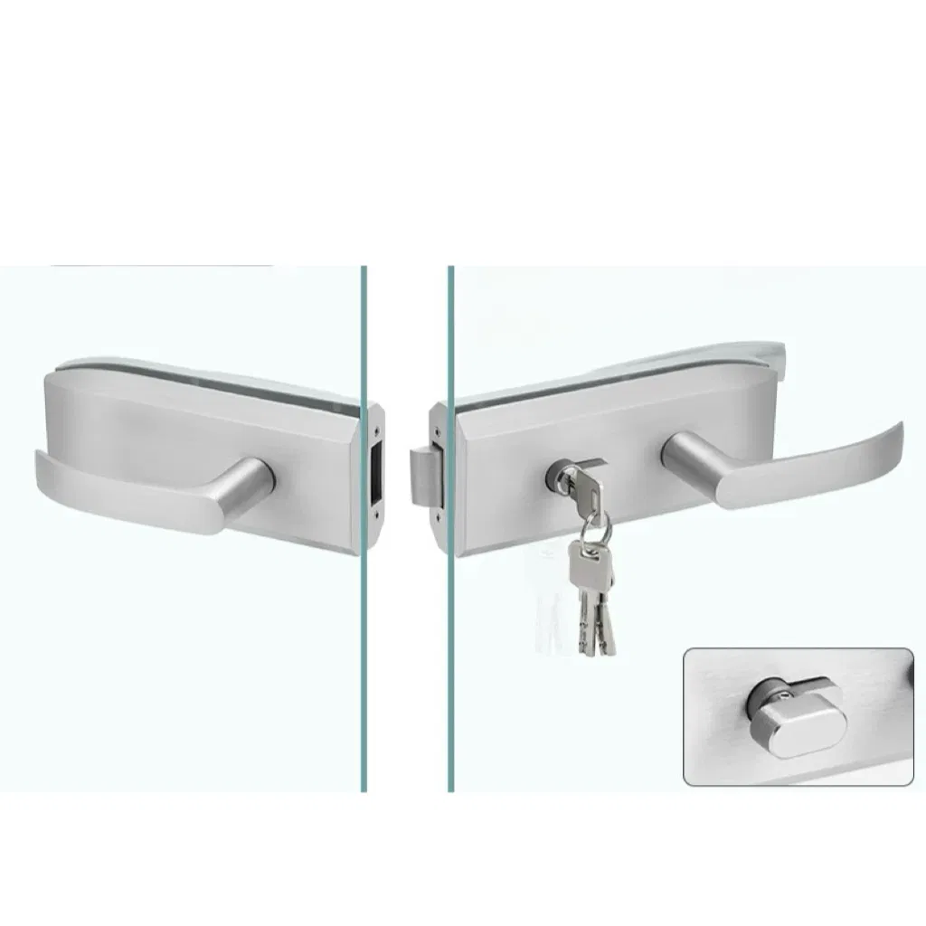 Factory Wholesale Square Frameless Glass Door Lock with Lock for Glass Door Glass to Glass