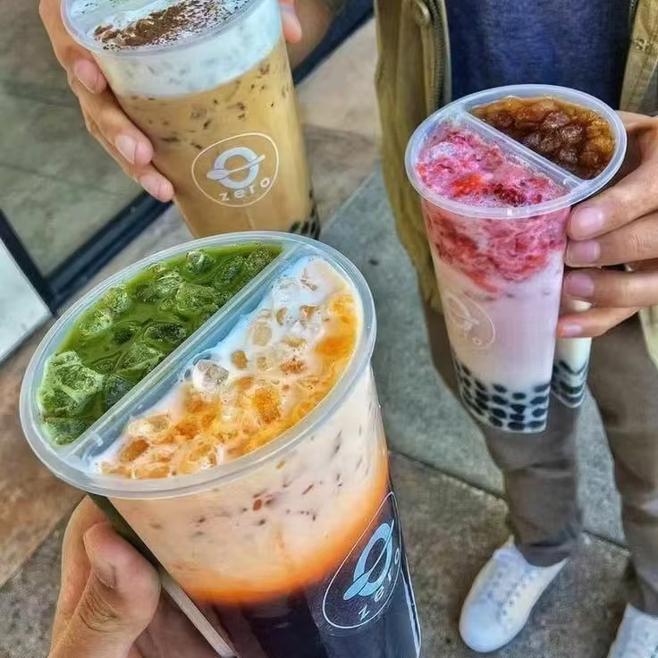700ml PP Plastic Cup Twins Split Cup Boba Bubble Tea Double Shared 2 Flavour Cup