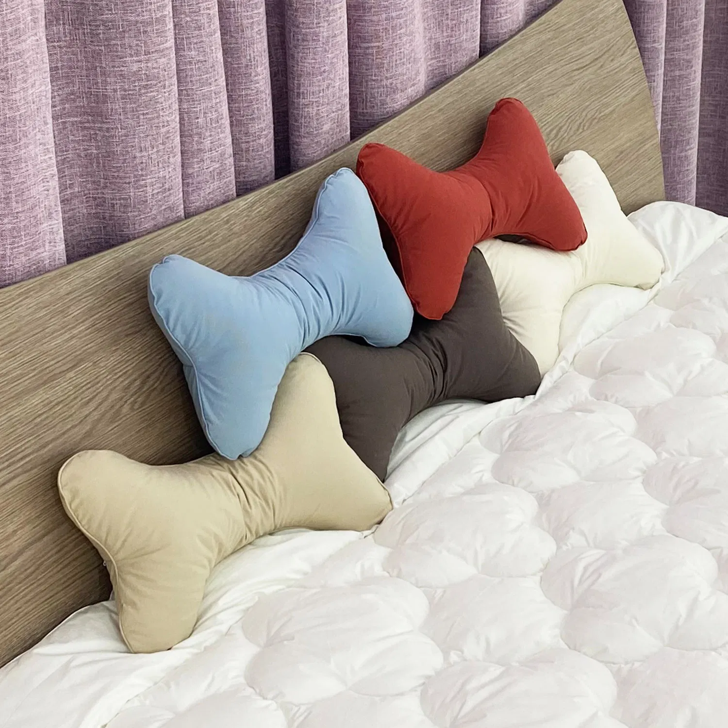 Customized Travel White Velvet Resistant Worsted Cotton Skin-Friendly Bone Pillow with Nylon Zipper for Kid