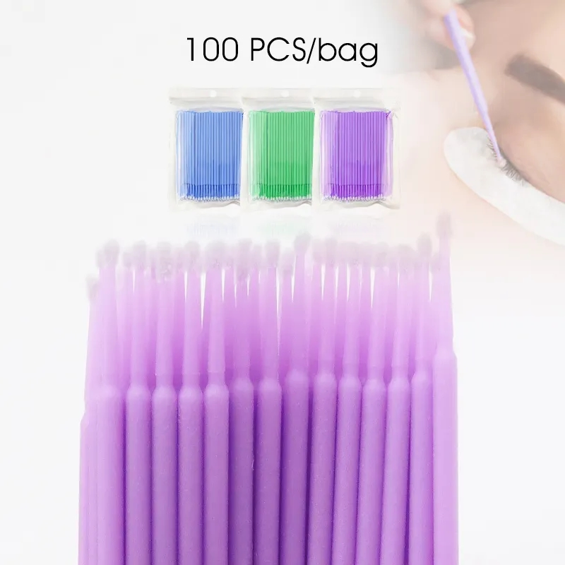 Plastic Disposable Permanent Makeup Eyelash Cleaning Micro Eyelash Cotton Swab