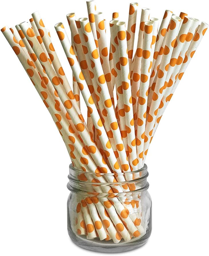 Polka DOT Biodegradable Paper Straws for Decoration on Wedding Party Celebration White Red Spots Drinking