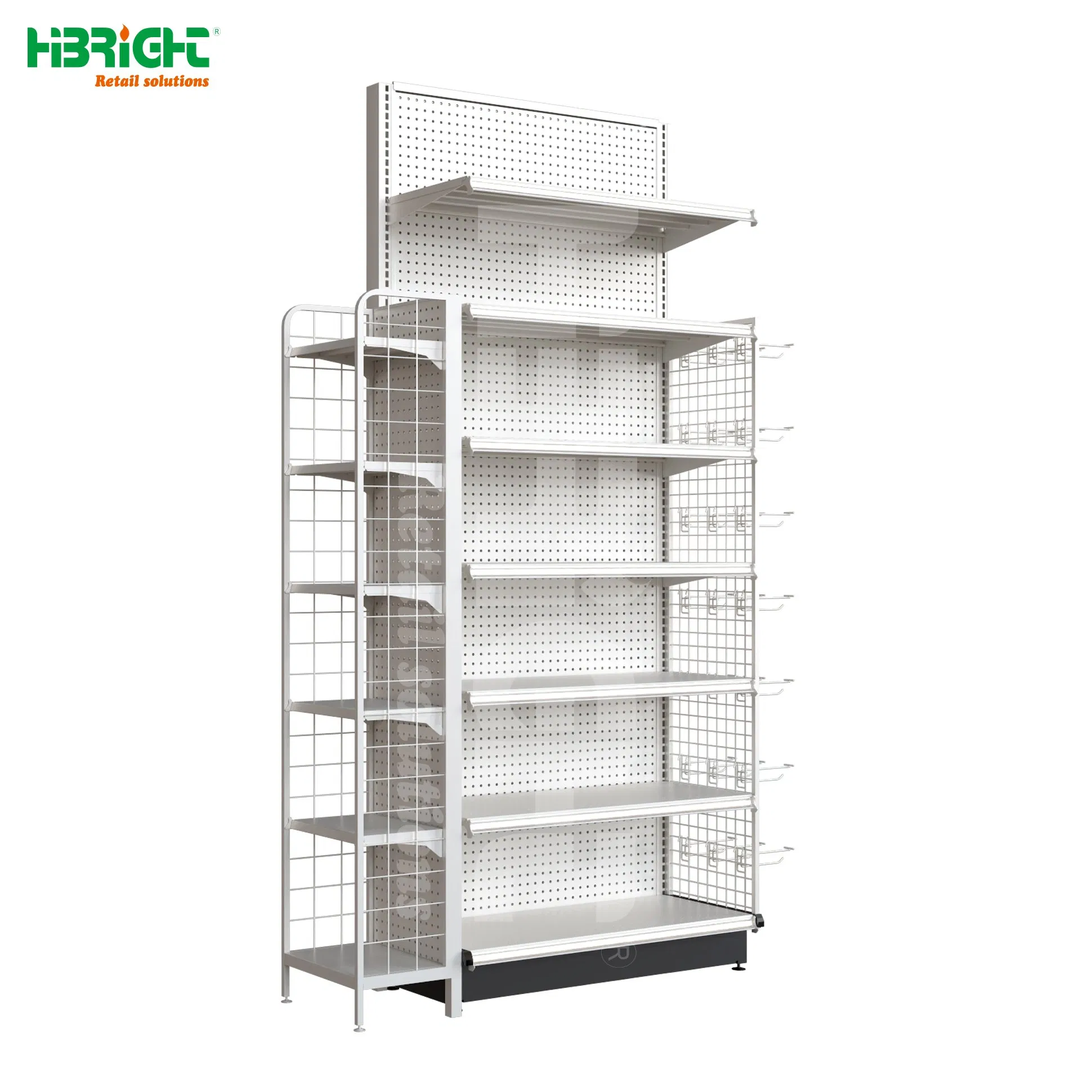 Heavy-Duty Single-Sided Modern Iron Gondola Shelving White Supermarket Shelves for Convenience Store Groceries Light Duty Steel