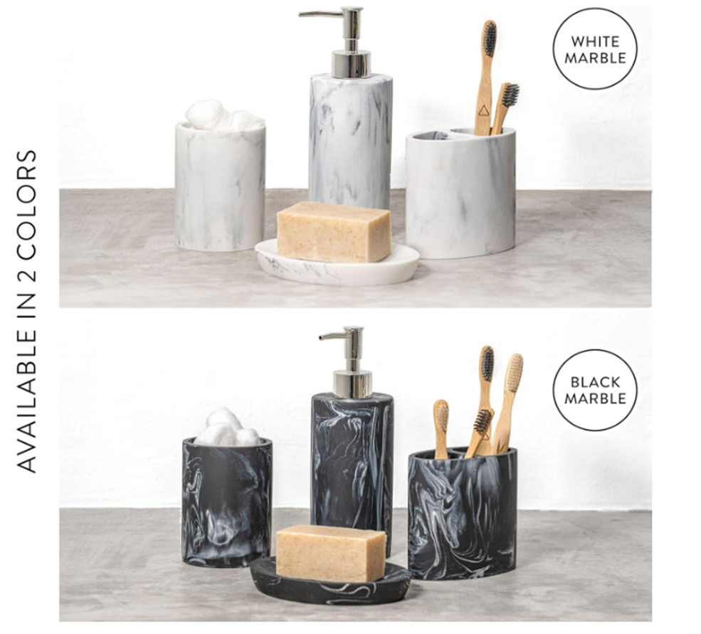 4PCS Resin Bathroom Accessory Set with Soap Dispenser Toothbrush Holder