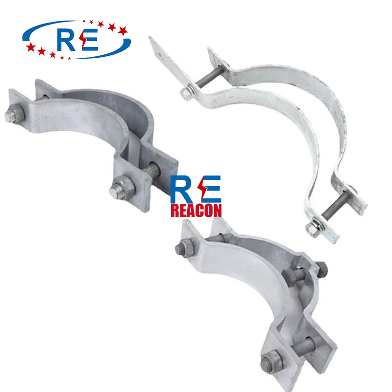 Electric Pole Mounting Clamp Pole Clamp for Pole Line Hardware/Heavy Light Duty Clamp Line Hardware Galvanized Mounting Adapter Fastening Pole Bracket Clamp