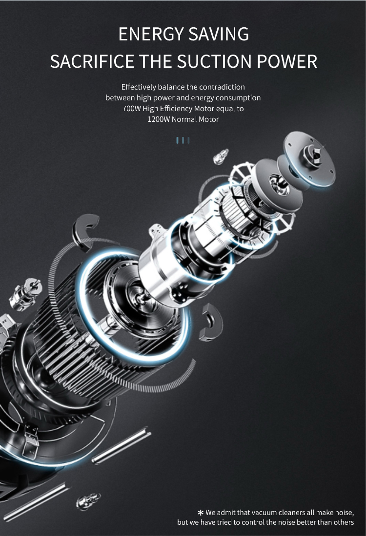 700W Home Horizontal Powerful Cyclonic Canister Bagged Vacuum Cleaner