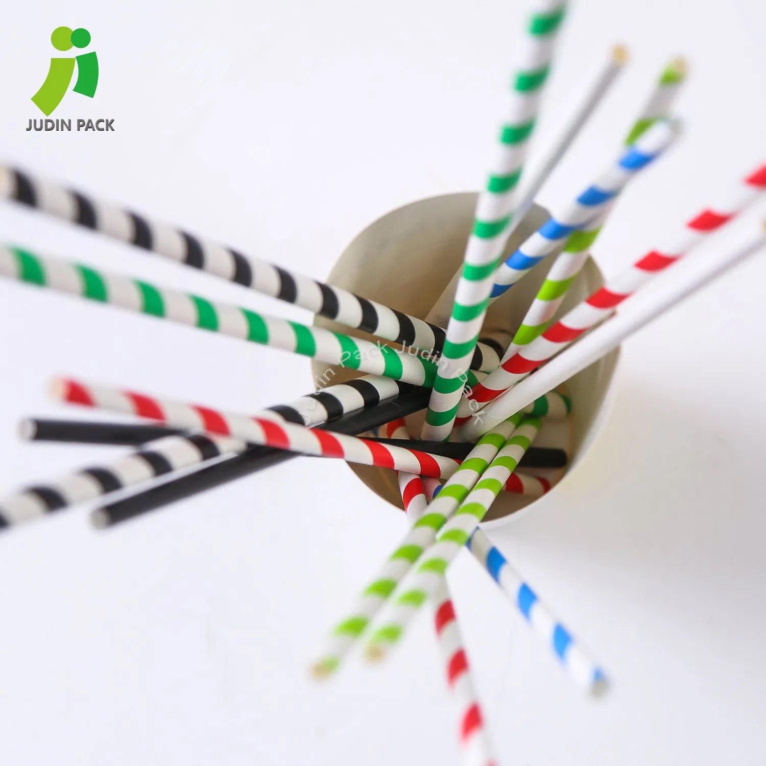 Wedding Decoration Biodegradable Assorted Ren and Blue Striped Multi Colored Paper Straws