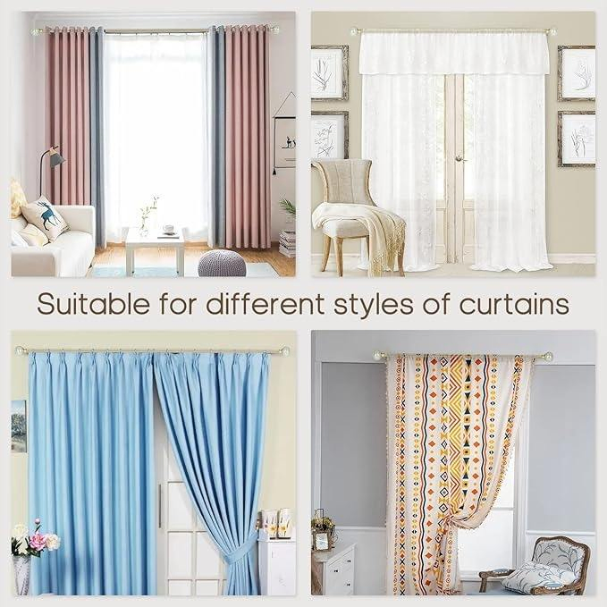 New Design Curtain Poles Wrap Around Art Deco Curtain Rod Pole Set Double Met