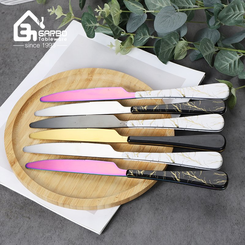 Durable ABS Plastic Handle Steak Knife with Vibrant PVD Color Finish