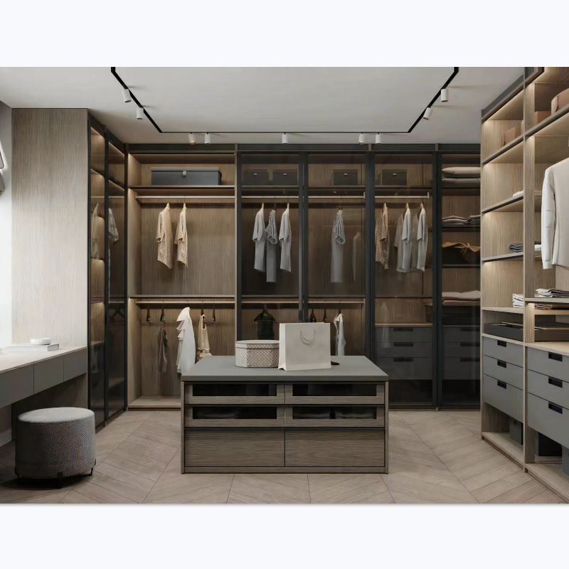 Modern Bedroom Furniture Cloak Room Wooden Wardrobe Organizer Closet Master Walk-in Cabinet