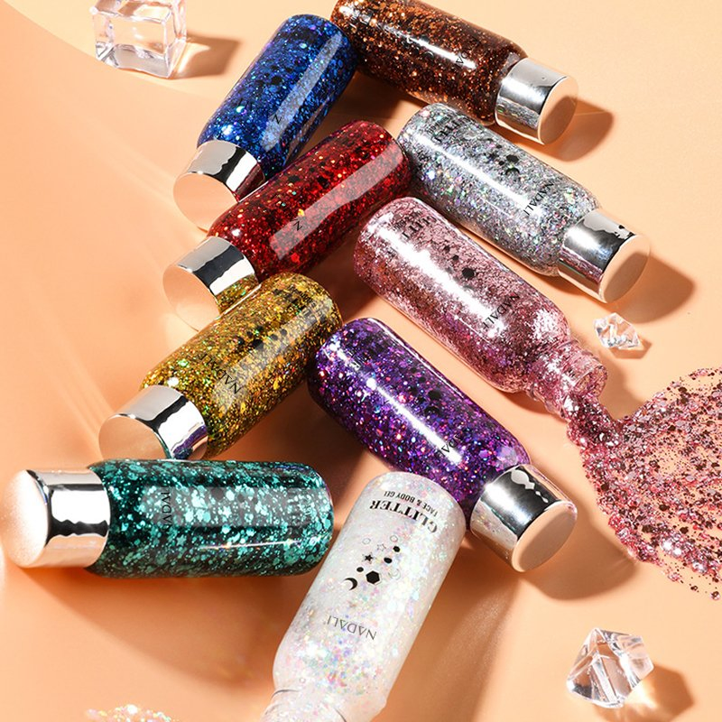 Ditong Hot Sale Glitter Face Body Gel Powder Eyeshadow Lips Nails Hair Makeup Colorcosmetics Body Glitter Primer Gel
