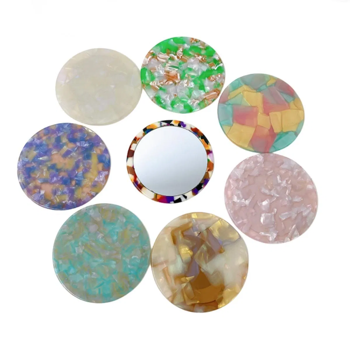 OEM Branding Holiday Gifts Round Acetate Mirror Pocket Acetate Makeup Mirror