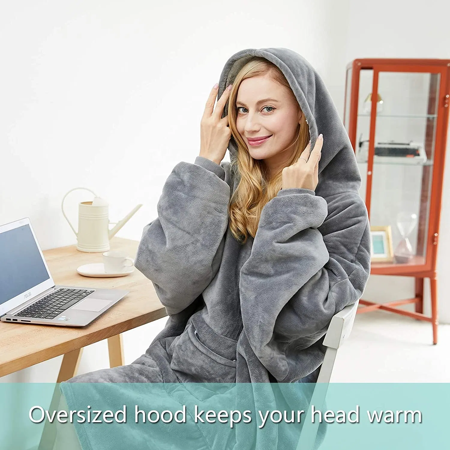 Promotion Super Soft Warm Sherpa Hoodie Wholesale Sweatshirt Hooded Blanket for Adults with Big Pocket