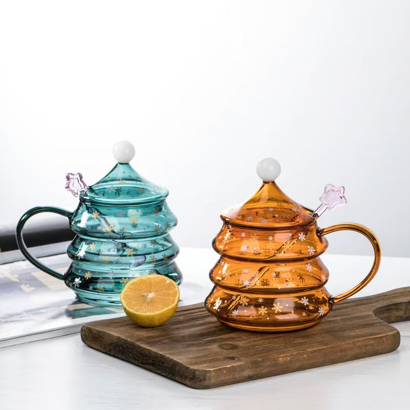 High Borosilicate Double-Layer Heat-Resistant Glass Coffee Cups, Christmas Drink Gifts, Microwave and Dishwasher Safe