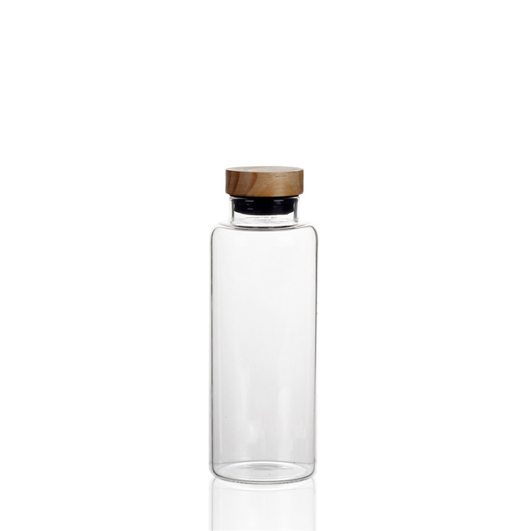 Factory Direct Supply of High-Quality Heat-Resistant Borosilicate Glass Bottles with Wooden Lids, More Styles 300ml 400ml