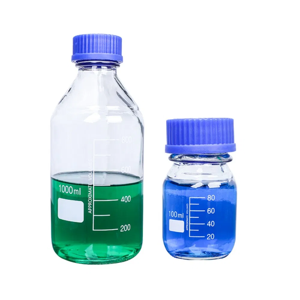 Lab Glassware High Borosilicate 3.3 Glass Reagent Bottle Media Bottle with Blue Screw Cap 100-20000ml