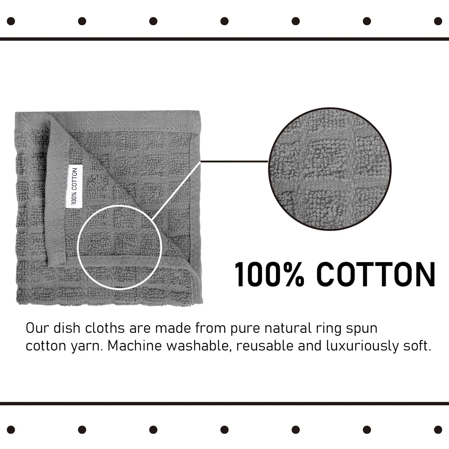 Cotton Dish Cloths Towels for Kitchen, Light and Soft, Quick Drying Rags for Cleaning