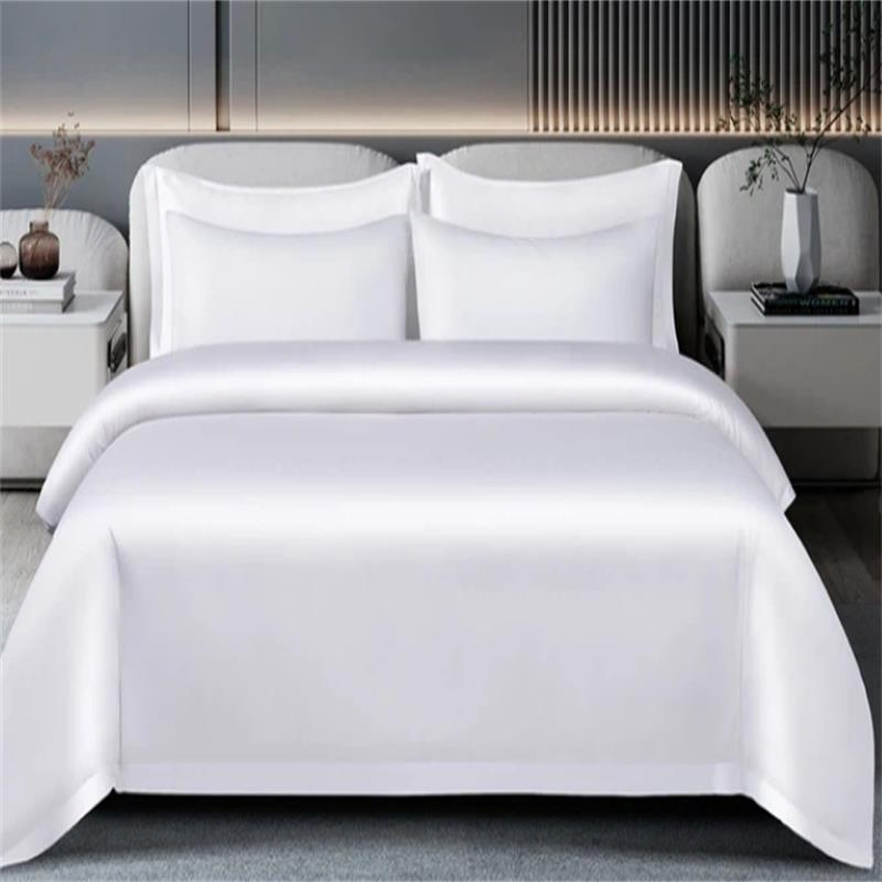 100% Cotton Hotel White Satin Bedding Set