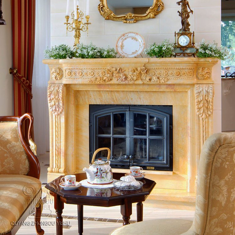Hand Carved Factory Direct Sale Mantle Fireplace