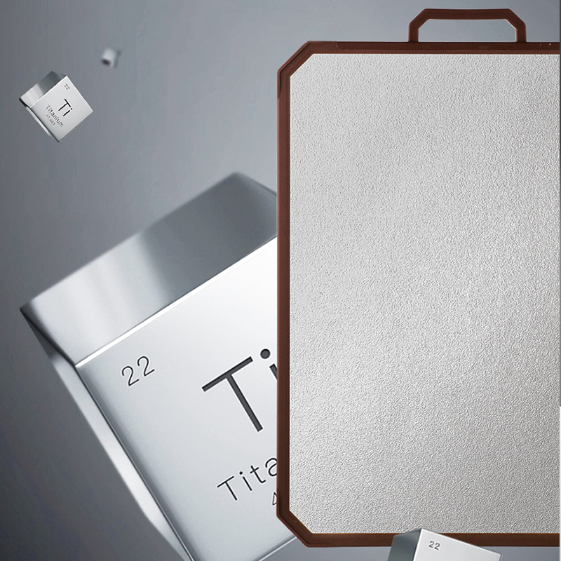 Customized Pure Titanium Double-Sided Antibacterial Mildew-Proof Cutting Board with Red Handle