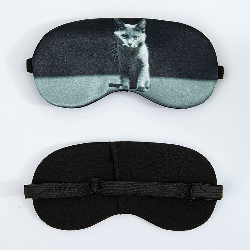 Four-Color Printed Cat Satin Eye Mask, Hot & Cold Compress, Sleep & Eye Fatigue Relief