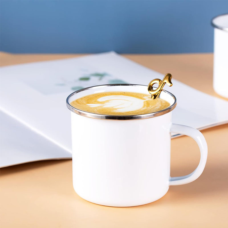 Promotion 12oz Neon Color Enamel Steel Handle Blank Coffee Mug