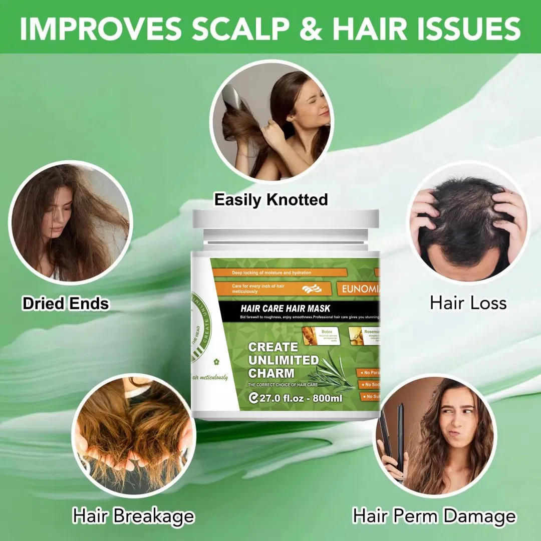 Private Label Organic Keratin & Herbal Infused Smoothing Hair Repair Mask Nourishing Cream for Hair Care & Hair Growth Repair Rosemary Treatment