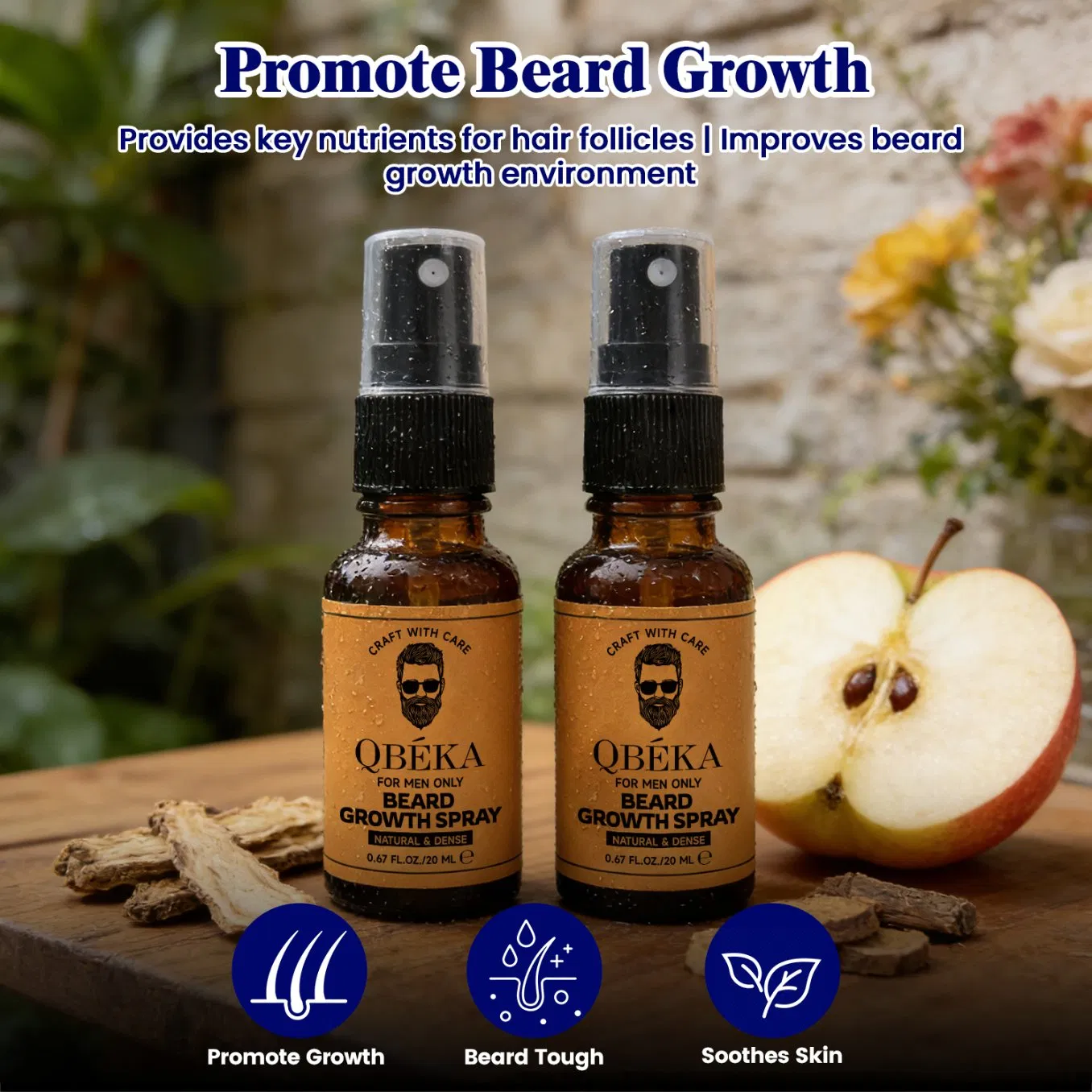 Professional Mens Facial Hair Growth Spray Fast-Absorbing Non-Greasy Formula Strengthens Beard Contour