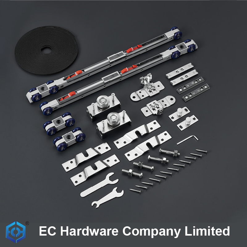 2+2 Double Soft Close 4 Doors Opposite Sync Opening Telescopic Sliding Door Roller System