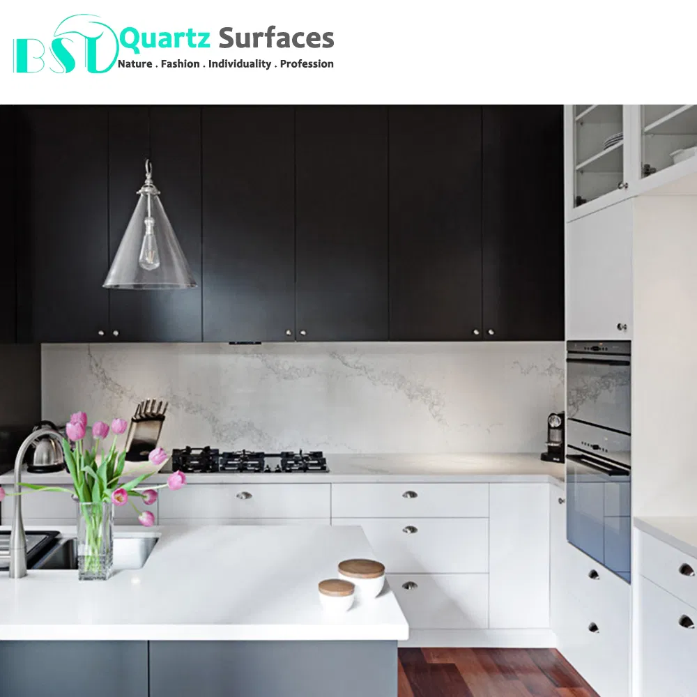 Marble Effect White Calacatta Quartz Stone Slab