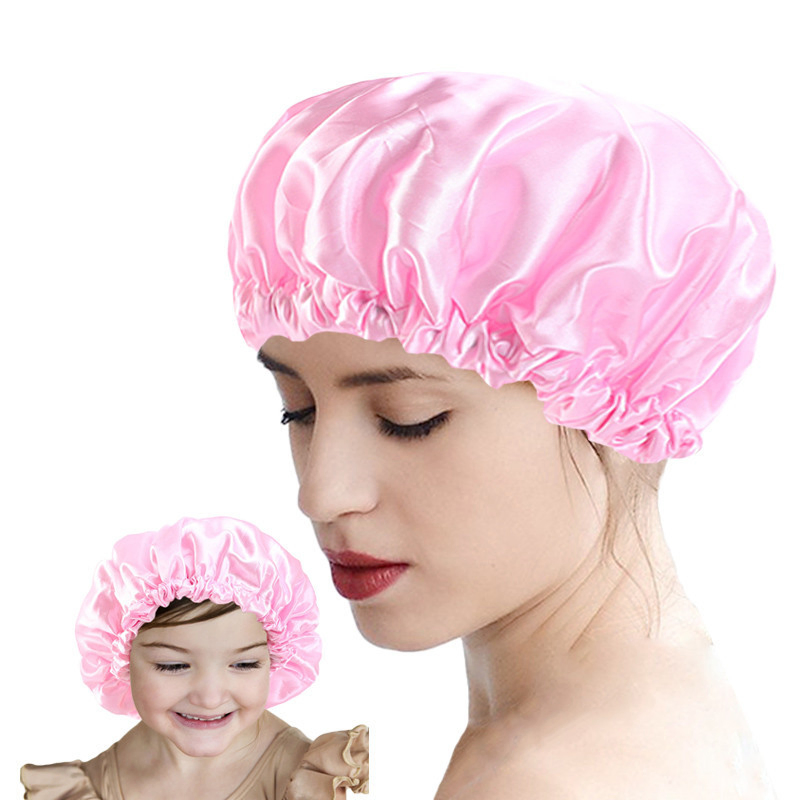 Custom Logo Adjustable Elastic Band Strap Reusable Shower Cap