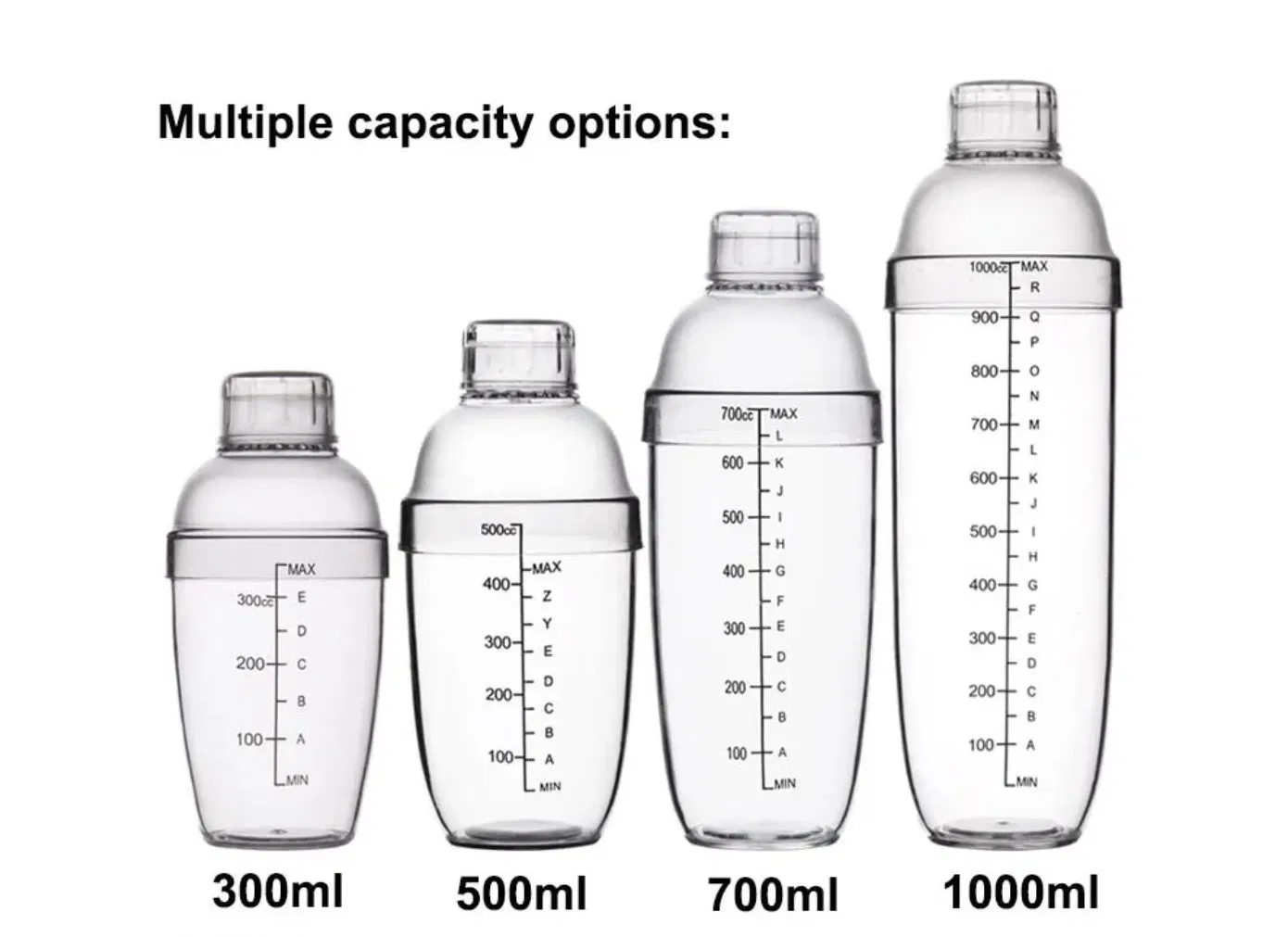 Пластиковый шейкер для коктейлей с мерной шкалой
