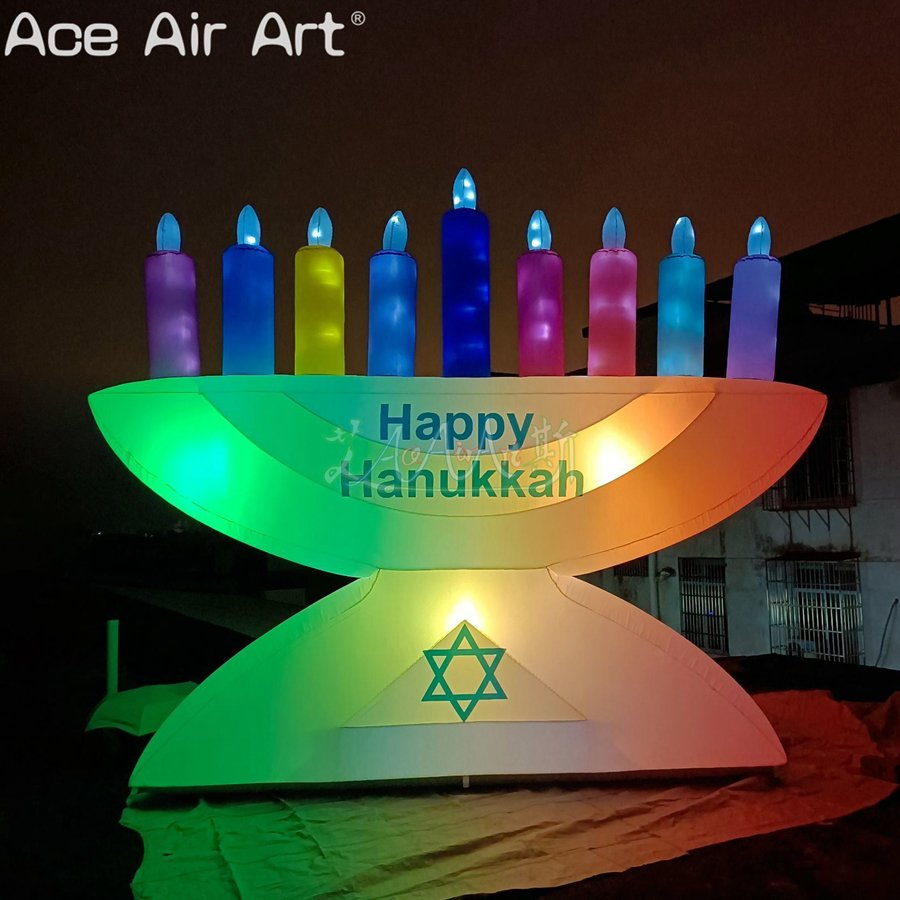 4X3mh Inflatable Hanukkah Candlesticks LED Candlesticks Decorations for Holiday or Stage Exhibition