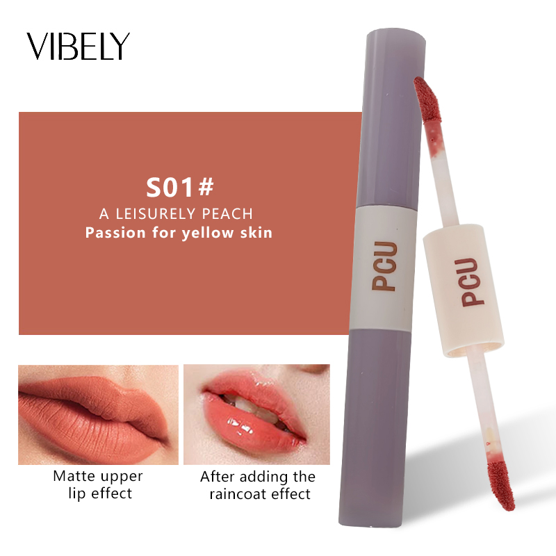 2-in-1 High Pigment Cosmetics Waterproof Liquid Lipstick Mirror Plumper Matte Lipgloss