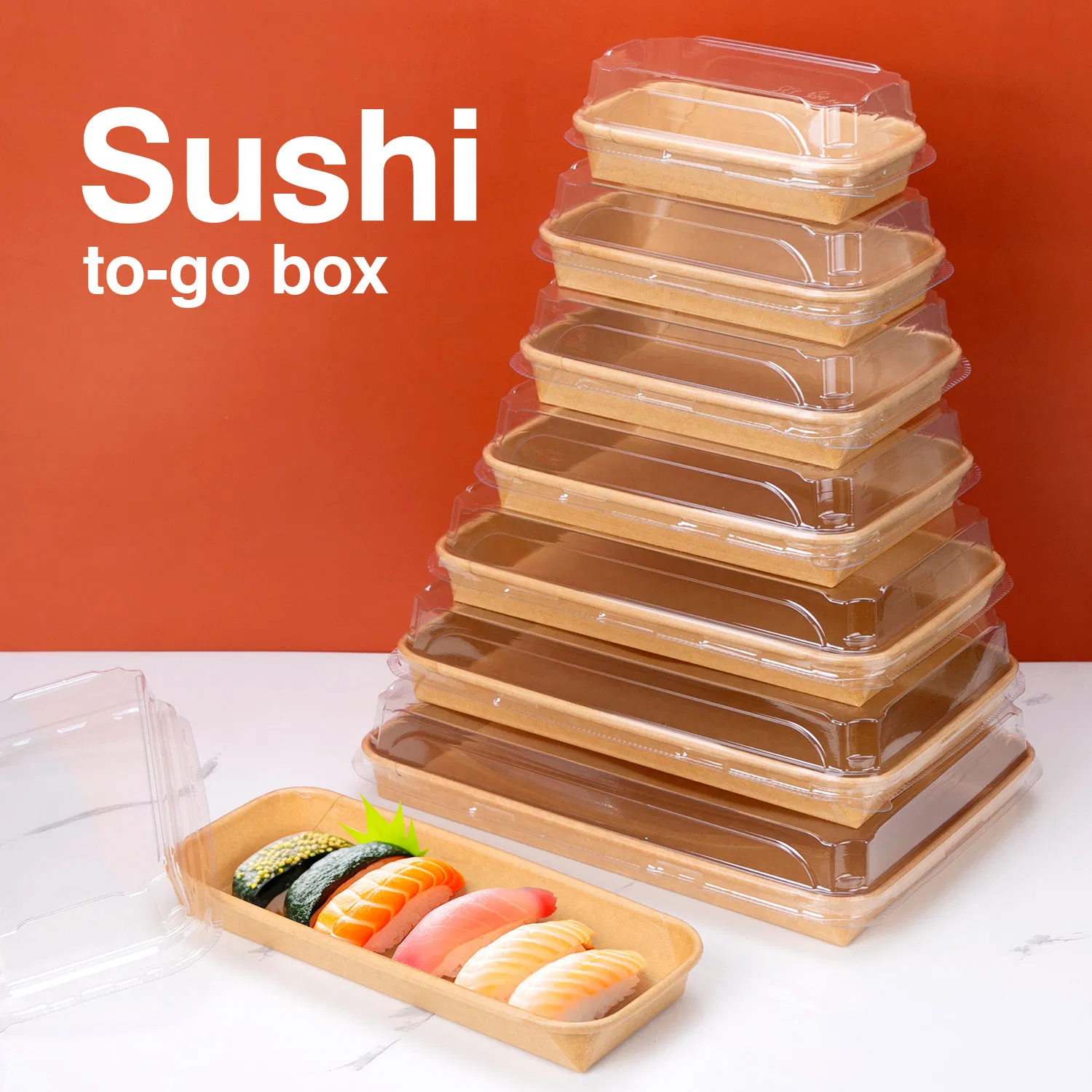 Крафт-бокс для суши прямоугольный, бумажный лоток