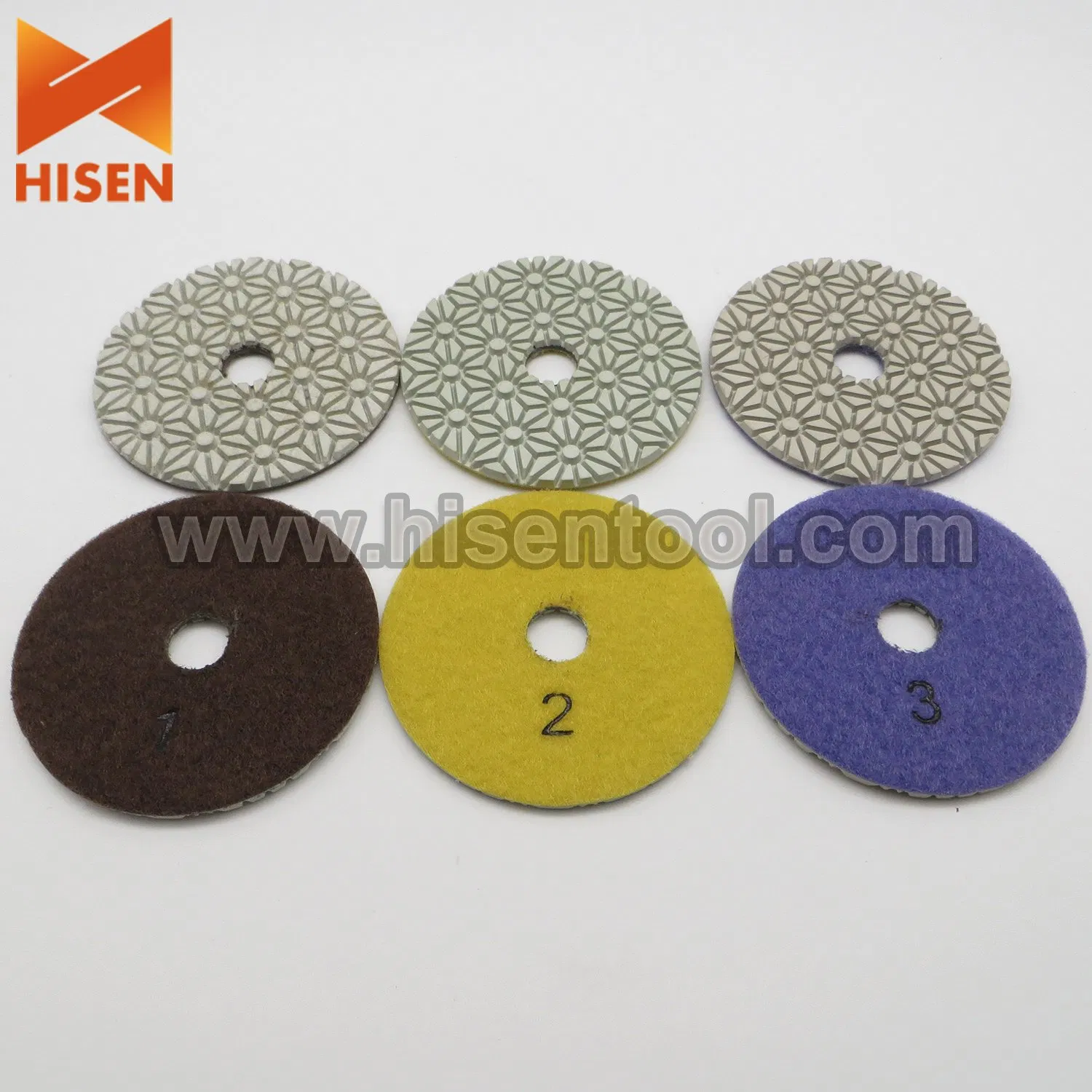 4 Inch 3 Steps Diamond Flexible Flower Type Polishing Pads