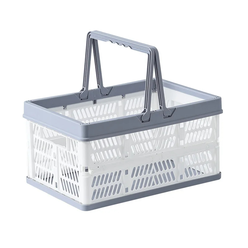Food Containers Grocery Shopping Baskets Fruit Vegetable Snacks Boxes Handles Folding Outdoor Picnic Storage Basket Plastic