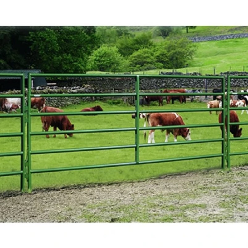 Heavy Duty Portable Galvanized Metal Corral Welded Livestock Steel Panels Fence 4 Rails 5 Rails 6 Rails Cattle Fence