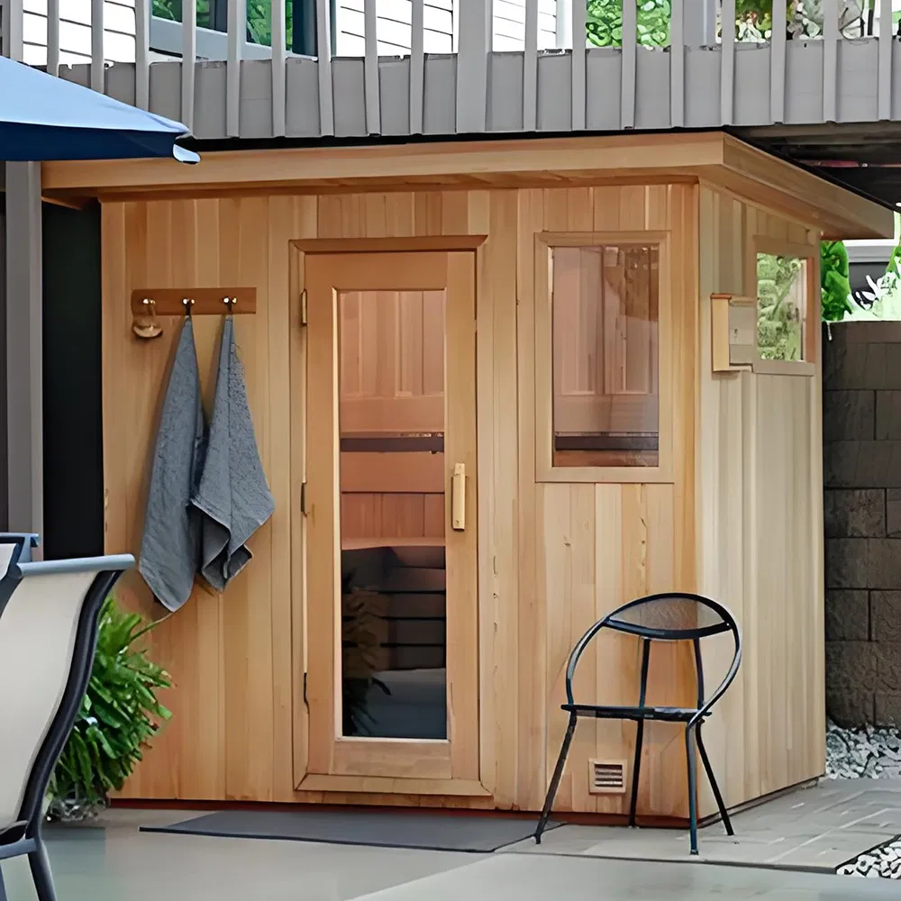 Premium Square Outdoor Sauna for Contemporary Home Designs