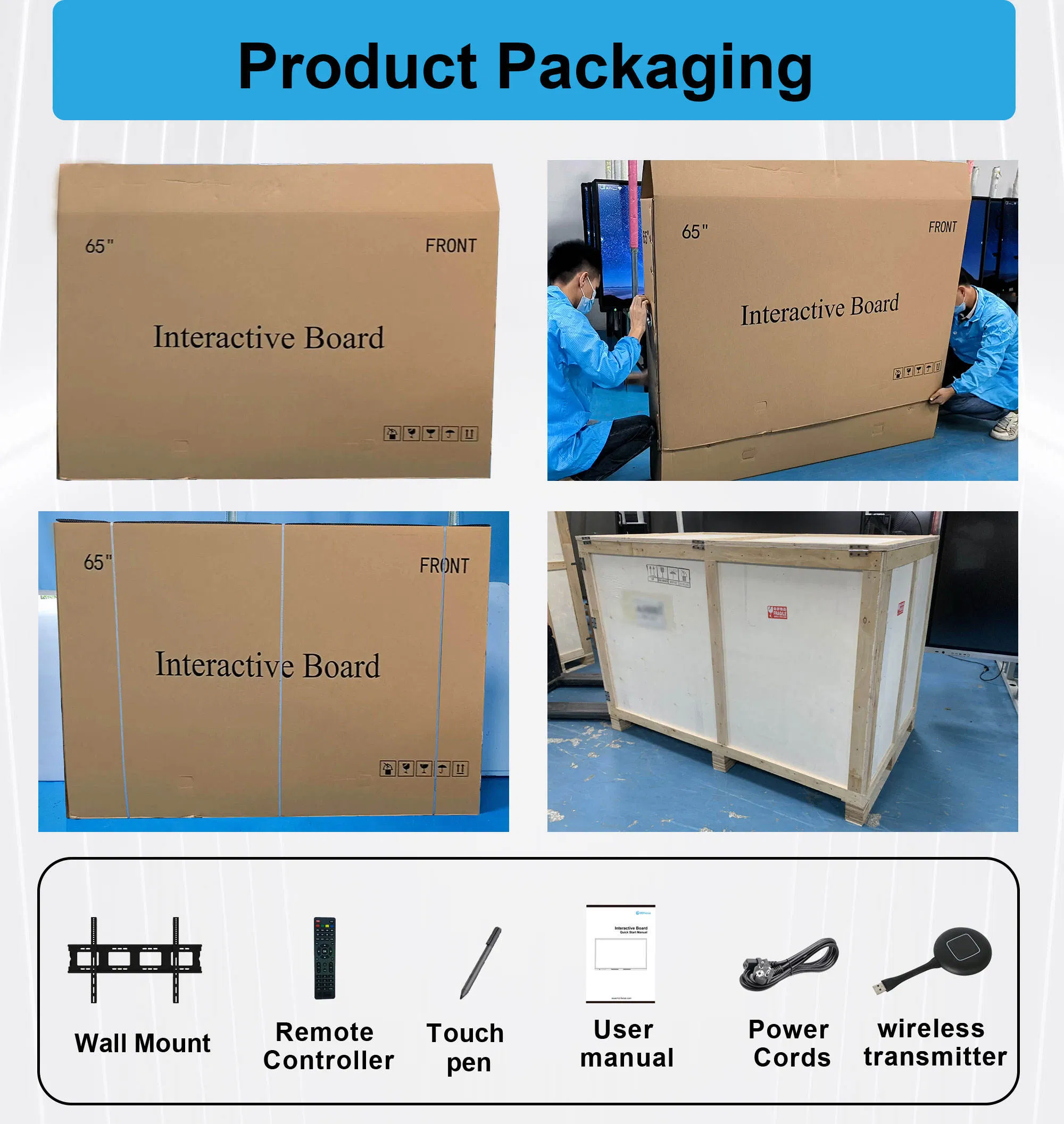 65" Interactive LCD Multi-Touch Panel Display for Classroom Education Use