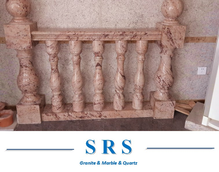 Natural Stone Beige/White Marble Granite Sandstone Stair Balusters with Railing Handrail