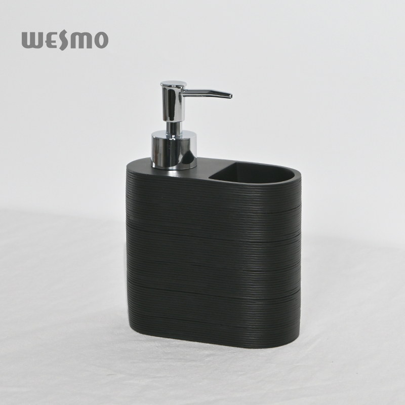 2 in 1 Polyresin Sandstone Marble Bathroom Kitchen Soap Dispenser and Sponge Holder Box Soap Set