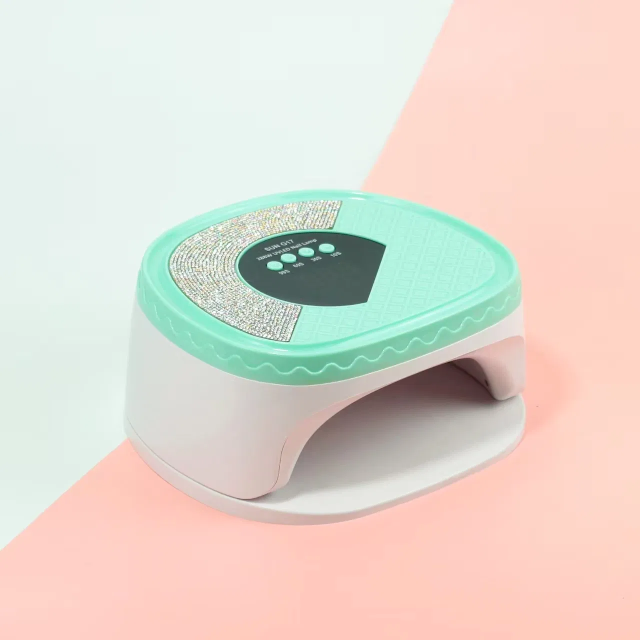 Three Macaron-Colored Nail Salon Lamps with Diamonds