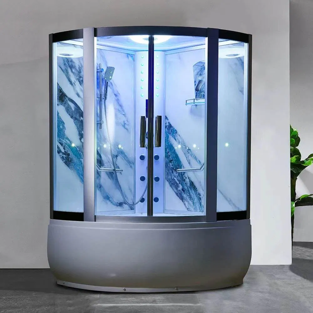 Acrylic Prefab Glass Shower Room Cabinet Enclosure Bathroom Simple Compact Bathtub Shower Combo with Foot Massage