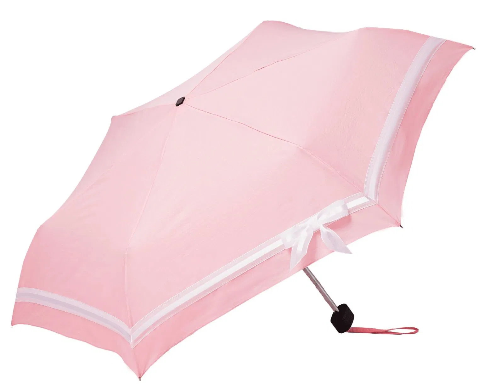 Зонт-трость с бантом, 3 секции, розовый