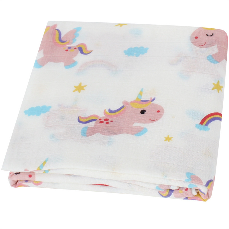 2022 Summer Rainbow Organic Bamboo Cotton Baby Muslin Swaddle Boho Newborn Infant Wraps Blanket Swaddle