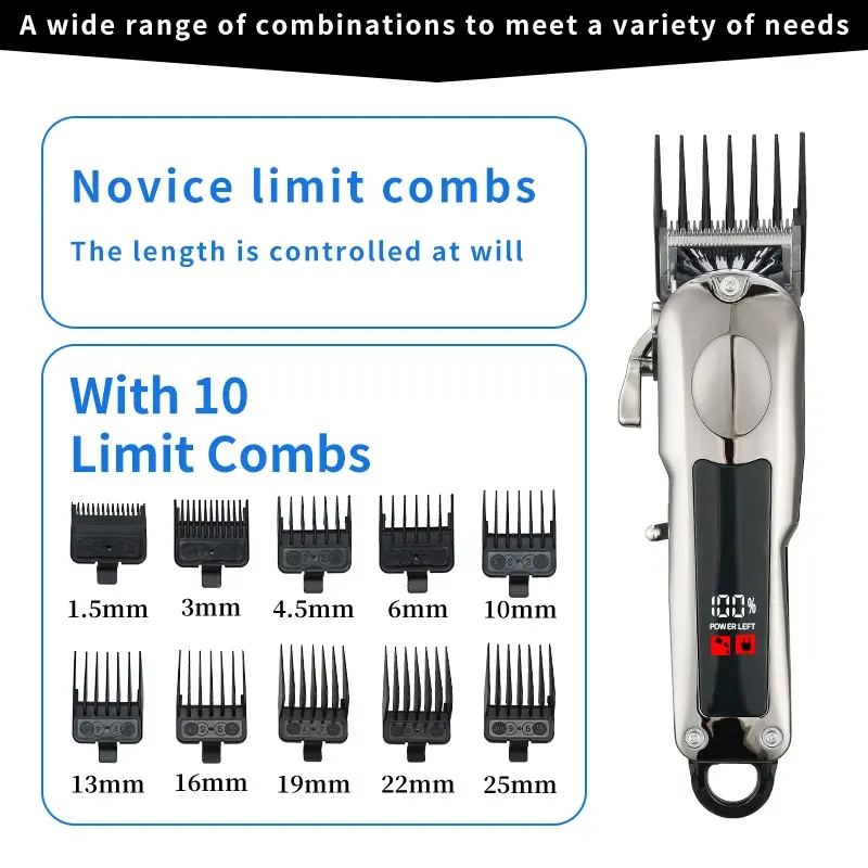 Stainless Steel Blade Cutting Hairs Silen Clippers Hair Trimmer USB Charging Cordless Professional Hair Clippers
