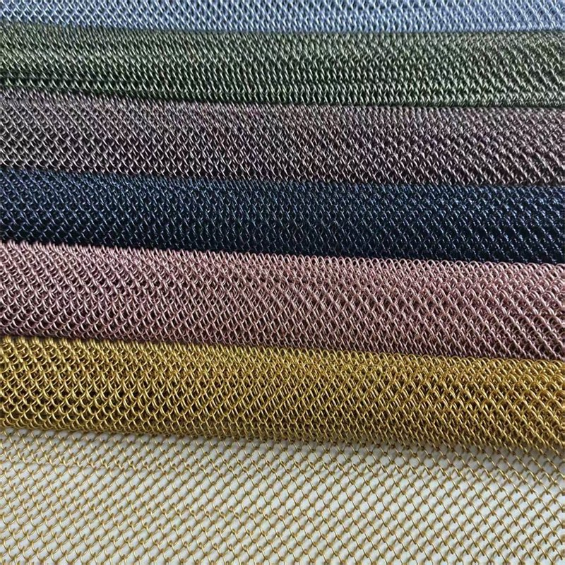 Golden Decorative Metal Mesh Curtain Baking Painted for Luxury Restaurant Private Room Divider & Wall Cladding