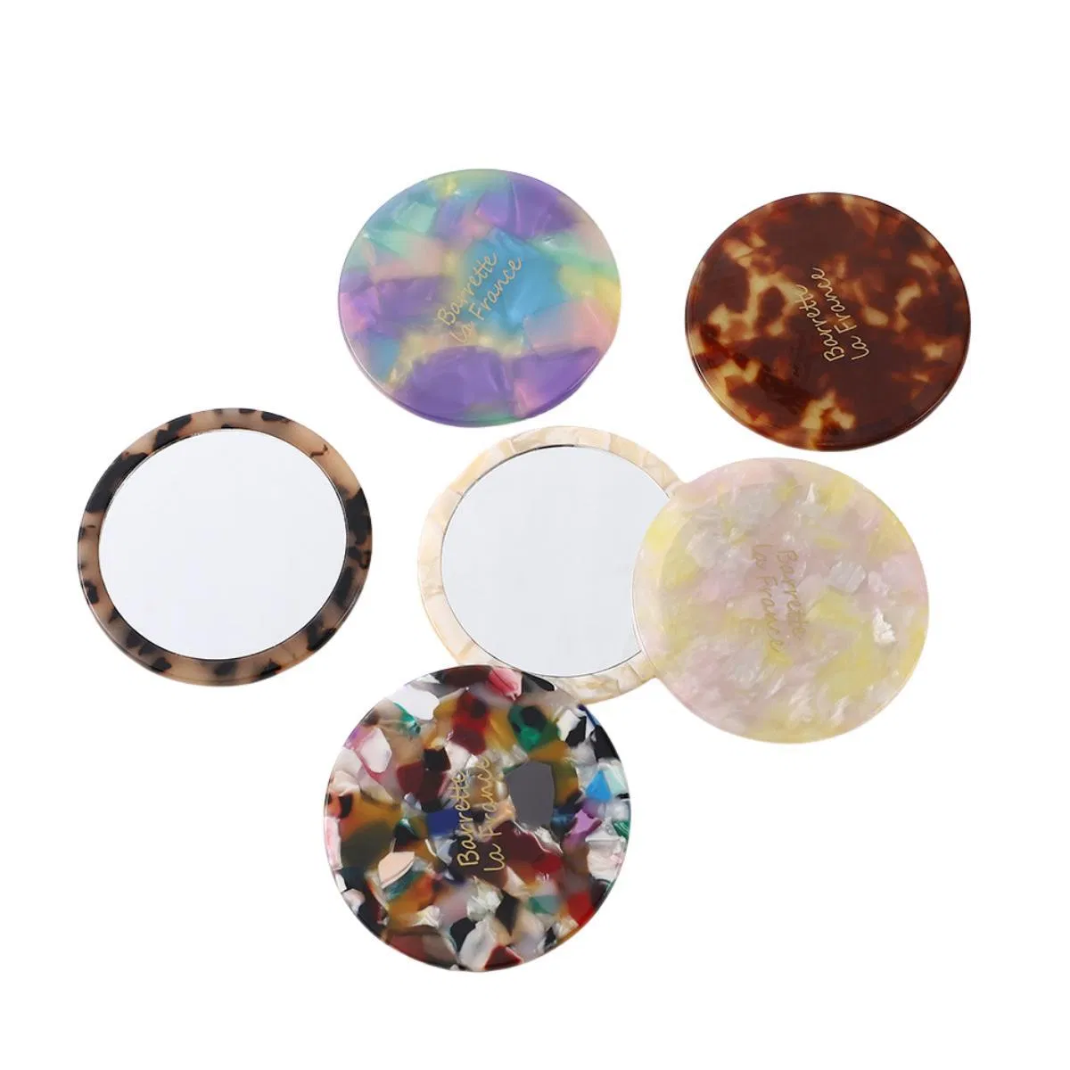 OEM Branding Holiday Gifts Round Acetate Mirror Pocket Acetate Makeup Mirror