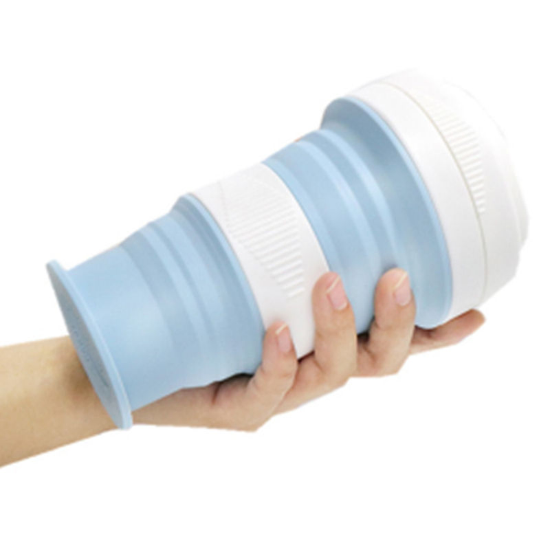 Promotion Christmas Gifts Outdoor & Home Daily-Use Fashion Cool Reusable Silicone Collapsible Retractable Folding Silicon Water Cup 550ml 20oz with Lid & Straw